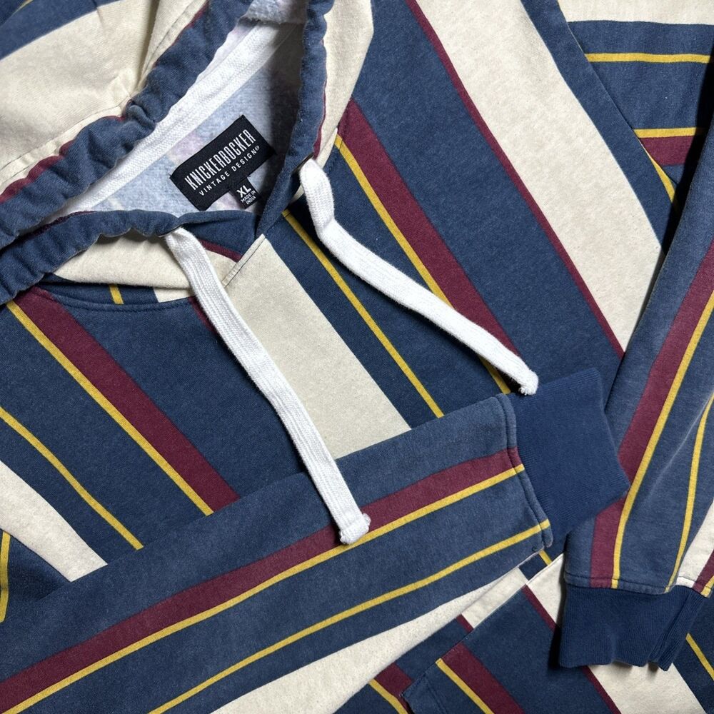 Knickerbocker Striped Hoodie Sweatshirt Men’s XL VTG Kangaroo Pocket Y2K